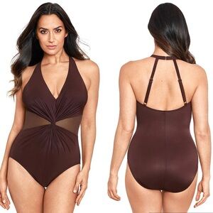 NWT Miraclesuit Illusionists Wrapture One Piece Sumatra Brown Size 10